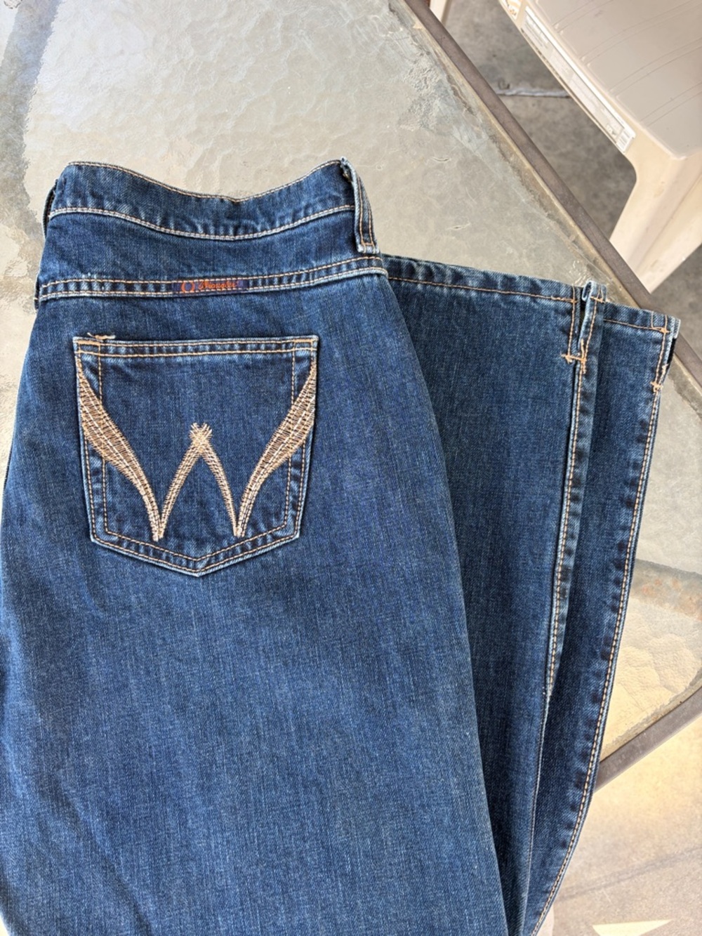 Wrangler Women's Dark Blue Boot Cut Jeans with Embroidered Pocket
